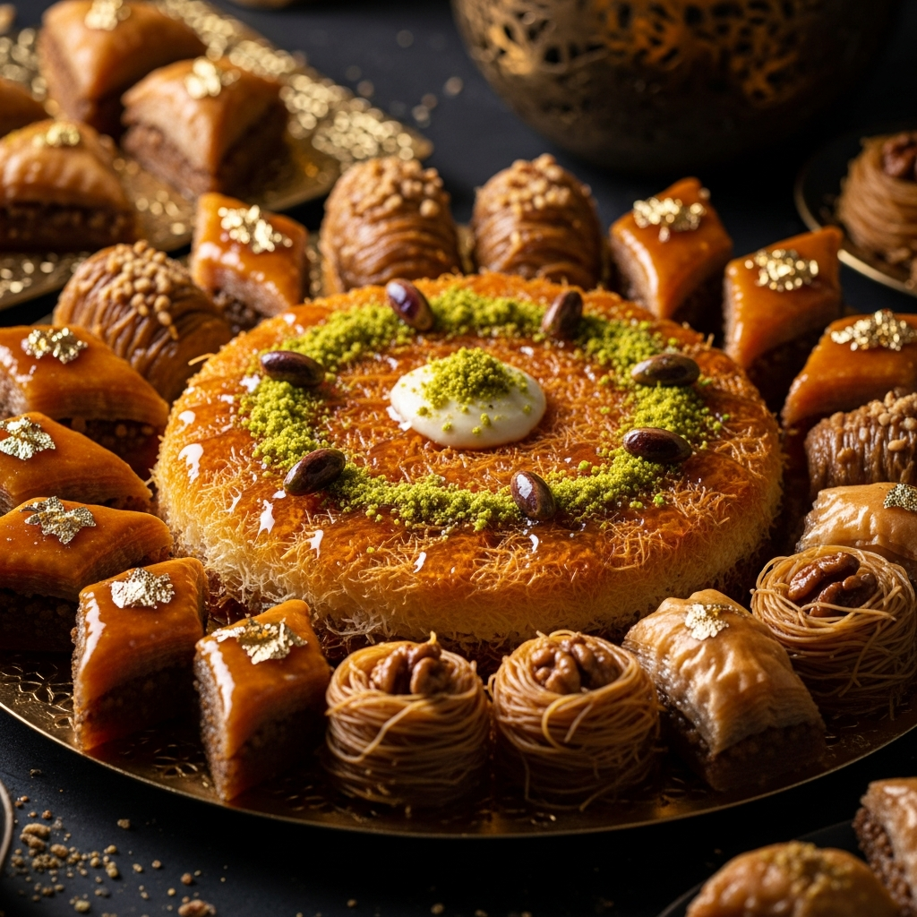 Syrian desserts including kunafa and Arabic sweets